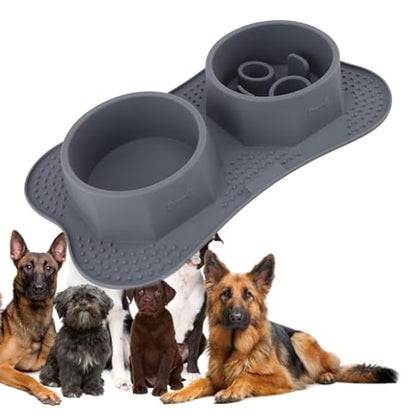 Jeanoko Silicone Double Pet Bowls Non Spill Mat Mess Free Feeding for Dogs Cats Large Small Multifunctional for Home Kitchen (Small) - size: Small