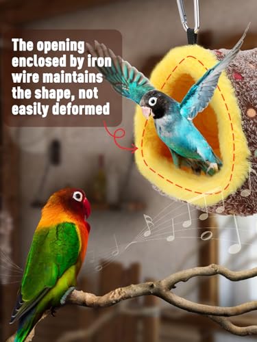 Small Winter Warm Bird Nest for Cage - Comfortable Bird Bed with Support Board, Hanging Hammock Shed Hideaway Hut Gift for Budgerigar Canaries Lovebirds - size: Small