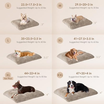 EHEYCIGA Fluffy Dog Crate Bed for Small Dogs, Plush Faux Fur Crate Pad, Calming Anti Anxiety Small Dog Bed, Washable Soft Warm Mat with Non-Slip Bottom, Taupe - color: Taupe, size: 23.6 x 17.5