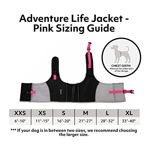 ZippyPaws Adventure Dog Lifejacket, Swimming Vest for Dogs & Puppies, Life Jacket for Swim Training Small Medium & Large Dogs - Pink, X-Small