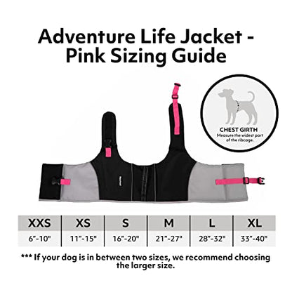 ZippyPaws Adventure Dog Lifejacket, Swimming Vest for Dogs & Puppies, Life Jacket for Swim Training Small Medium & Large Dogs - Pink, X-Small