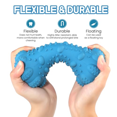 Dog Toy, Treat-Dispensing chew Toy for Dogs, Beef-Flavored,Durable Dumbbell-Shaped Natural Rubber Dog Toy Suitable for Medium to Large Dogs,Features squeaking loating Capabilities