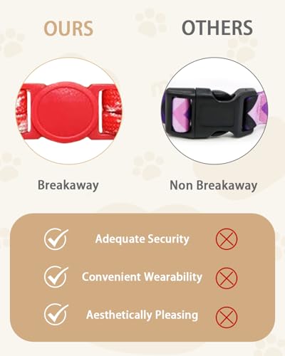 GoldTiger Beaded Cat Collar，Cute Cat Collar with Breakaway and Strawberry Pendant - Adjustable Bracelet Style for Medium to Small Cats, Size 7.87~11.81 Inches - color: red