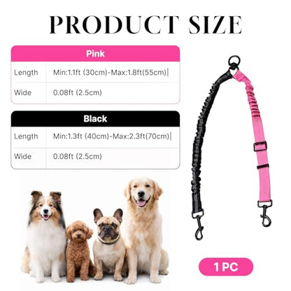 Double Dog Leash Coupler, 360° Swivel No Tangle for Two Dogs, Reflective Shock-Absorbing Bungee, Adjustable Heavy Duty Split Lead for Different Size Pups