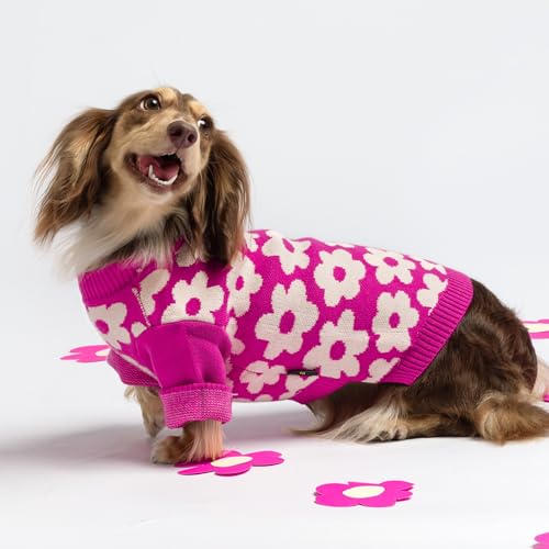 Fitwarm Floral Dog Sweater - Thermal Dog Sweatshirt, Hot Pink, White, Small - color: Flower, size: Small