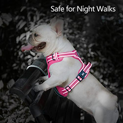 PoyPet No Pull Dog Harness, No Choke Reflective Dog Vest, Adjustable Pet Harnesses with Easy Control Padded Handle for Small Medium Large Dogs(Pink Matching Trim,XS) - color: Pink(Matching Trim), size: XS