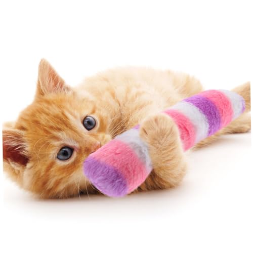 2pcs Cat Plush Pillow Interactive Catnip Stuffed for Indoor Cats Soft and Wear Resistant for Chewing and Independent Play Engaging Pet Plaything Pastel Colors