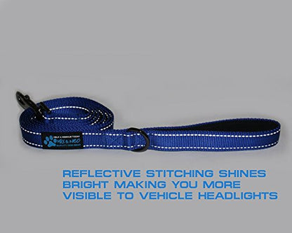 Max and Neo Reflective Nylon Dog Leash - We Donate a Leash to a Dog Rescue for Every Leash Sold (Blue, 6 FT) - color: BLUE, size: 6 FT x 1" Wide