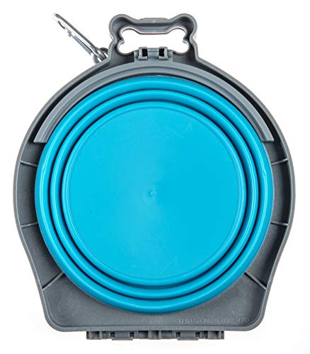 Loving Pets 73807992: Travel Double Diner Dog Bowl, Blue Md - color: Blue, size: Medium Travel Double Diner