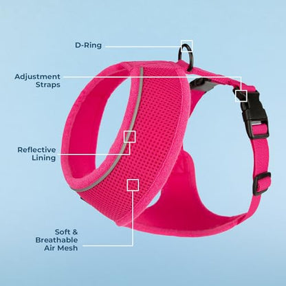 Voyager Aerolite Over The Head Dog Harness, No Pull Breathable Air Mesh Vest, Quick Dry with Reflective Stitching, Adjustable Escape Resistant Harness for Small Medium Large Dogs - Fuchsia, Medium - color: Fuchsia, size: M