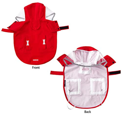 Dog Raincoat,Waterproof Rain Poncho with Hoodie, High Reflective Adjustable Pet Rain Jacket with Leash Hole for Small Medium and Large Dogs (Red, Small) - color: Red, size: Small: 9-13lbs