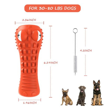 Cutiful Dog Toys for Aggressive Chewers Large Medium Breed, Indestructible Dog Chew Toys, Squeaky Interactive Tough Extremely Durable, Dogs Toothbrush Toys to Keep Them Busy - color: orange