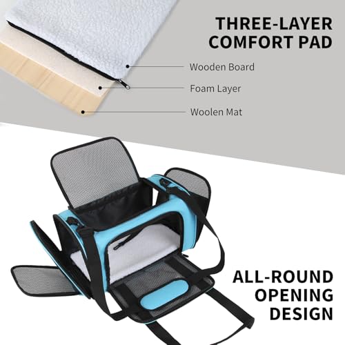 Carriers Soft-Sided Pet Carrier Large Carrier for Medium Large Cats Dogs Under 35Lbs,Breathable Ventilated Design,Collapsible Roomy Carrier with Airline Approved(X-Large,Blue) - color: blue, size: 20.0"L x 13.0"W x 13.0"H