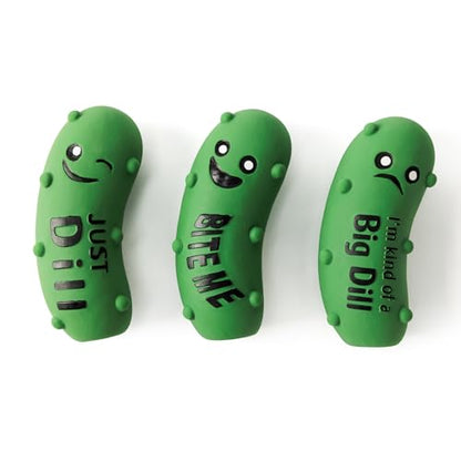 Squeaky Dog Toys, Soft Latex Rubber Squeaky Ball for Small Dogs Puppies, Cute Bounce Squeak Crunchy Pickle Pet Dog Toy - color: Crunchy Pickle - 3 Pack, size: Small