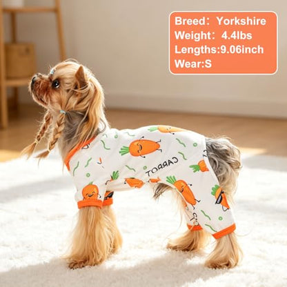 Dog Pajamas Pjs Spring Summer Dog Clothes for Small Dogs Girl - Boy - Small Size Dogs, Soft Stretchy Puppy Clothes Doggie Onesies Cat Pet Jammies Outfit (Carrot, Medium) - color: Carrot, size: Medium(6-9lb )