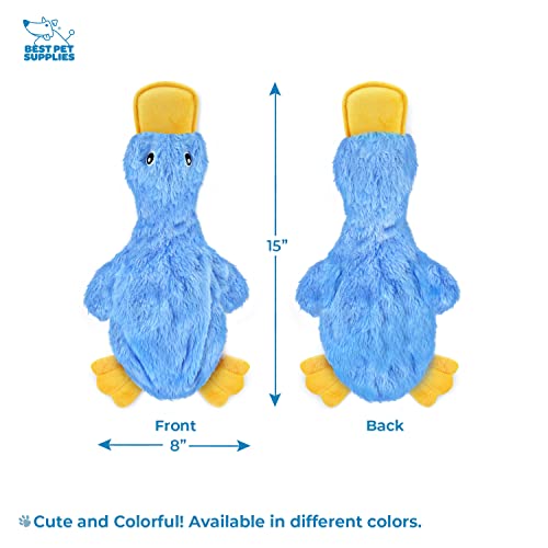 Best Pet Supplies Interactive Squeaky Dog Chew Toy, Ideal Dog Toys for Chewers, Small, Medium & Large Dogs, and Fetch Lovers - Crinkle Duck (Blue), Large - color: Crinkle Duck (Blue), size: Large