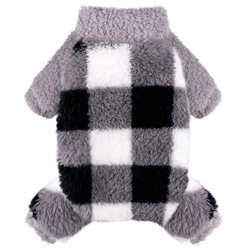 Dog Sweater Fleece Dog Pajamas Pjs Cute Puppy Clothes for Small Dogs Chihuahua Yorkie Clothes Girl Boy Warm Pullover Doggie Outfit Cat Sweater, Grey Plaid, XS - color: Grey Plaid, size: X-Small (Chest 13in )