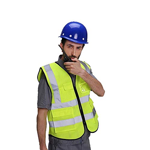 HYCOPROT High Visibility Mesh Safety Reflective Vest with Pockets and Zipper, Meets ANSI/ISEA Standards - color: Yellow, size: 3X-Large