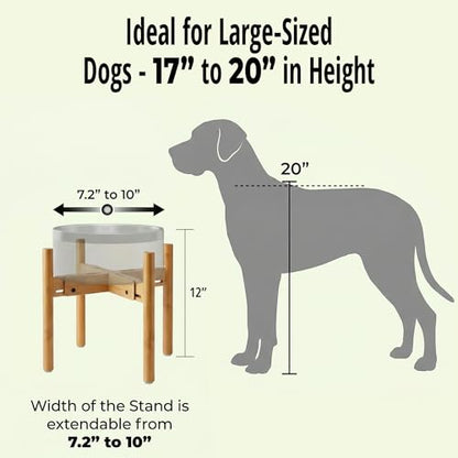 Dog Bowl Stand - Mid-Large Dogs Suitable - Elevate, Raise Bowl to 12-inch High - Adjustable, Fits Any Pet Food/Water Feeders, and Fountains - Durable Bamboo - color: Bamboo, size: For Large Dogs - 11 inch Height