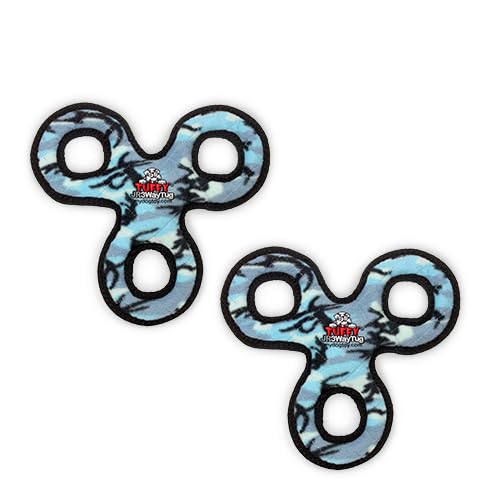 TUFFY- World's Tuffest Soft Dog Toy- Jr 3Way Tug Camo Blue 2PK -Squeakers - Multiple Layers. Made Durable, Strong & Tough.(Tug,Toss & Fetch).Machine Washable & Floats - color: 3Way Tug Camo Blue, size: Jr 2 Pack