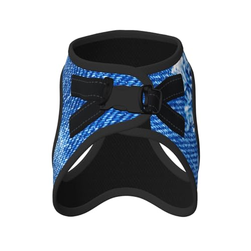 Hole On Denim Jeans. Ripped Destroyed Torn Blue Je Dog Harness and Leash Set, No Pull Reflective Adjustable Soft Mesh Padded Pet Vest with Safety Buckle for Small Medium Dogs and Cats Medium - color: Hole On Denim Jeans. Ripped Destroyed Torn Blue Je, siz