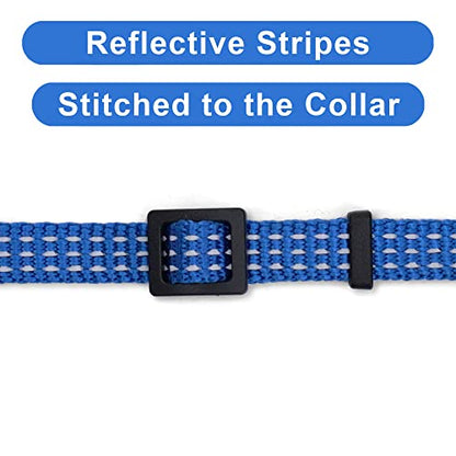 Pawtitas Reflective Blue Cat Collar with Safety Buckle and Removable Bell for Kitten and Cats - color: Reflective Blue