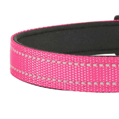 Reflective Dog Collar, Adjustable Soft Neoprene Padded Nylon Pet Collars with Buckle for Puppy and Small Dogs, Cats, Hotpink,XS - color: Hotpink, size: X-Small