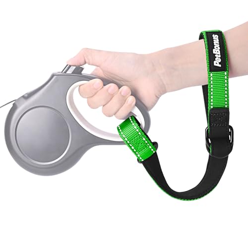 Short Dog Leash, Safety Wrist Strap for Retractable Dog Leash, Reflective Design and Adjustable Soft Padded Handle, Extra Layer Security for Pet Stroller (Grass Green) - color: Grass Green, size: 1 Pack