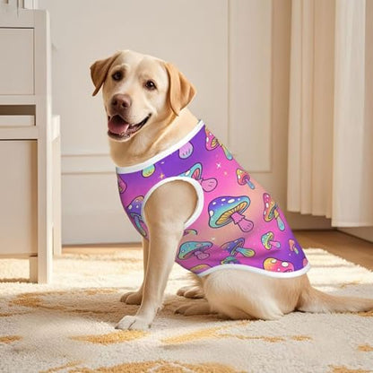 SWEET TANG Sun Protection Dog Shirts Quick Dry Soft Stretchy Dog T-Shirts Cool Magic Hippie Mushroom, Pet Clothes for Medium Large Pet Puppy, 4X-Large - color: Pattern (119), size: 4X-Large