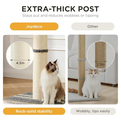 Joydeco Cat Scratching Post 34 Inches Heavy Duty and Thick Scratching Post Sisal Rope with Hanging Ball and Mice for Indoor Cats(Grey) - size: 34 inch Grey