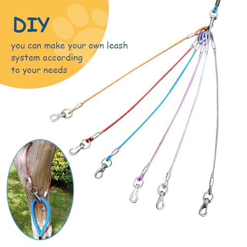 Chew Proof Dual Dog Leashes, 2Pack Extension Metal Cable Lead, No Tangle, Heavy Duty Dog Leash Extender for Collar & Harness (Black+Green, 20in/50cm) - color: Black+Green
