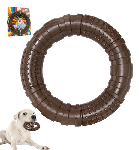 Tough Dog Chew Toy for Aggressive Chewers, Indestructible Beef Flavor Nylon Bone, Durable Dental Toy for Teeth Cleaning & Anxiety Relief, for Small Medium Large Dogs, Keep Them Busy (Brown-O) - color: Brown-O