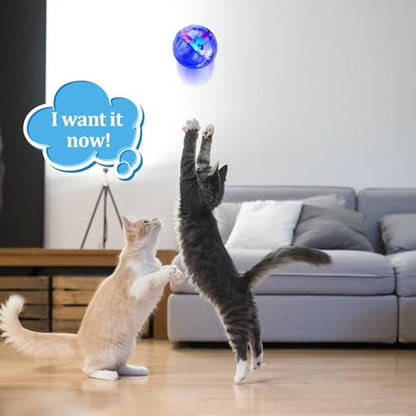 Sratte 2 Pcs Ghost Hunting Cat Ball Activated Cat Toy Motion LED Light Pet Balls Motion Dog Interactive Pet Toys Glowing Mini Running Exercise Supplies for Animals Activity (Clear) - color: Clear