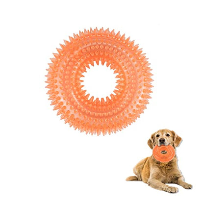 Andiker Squeaky Dog Toy, TPR Chewable Dog Toys for Teeth Grinding&Cleaning Dogs Fetch Toys for Enhancing Interactivity Outdoor Suitable for All Dog Sizes Puppy’s Gifts and Dog Lovers (Large Orange) - size: Large Orange