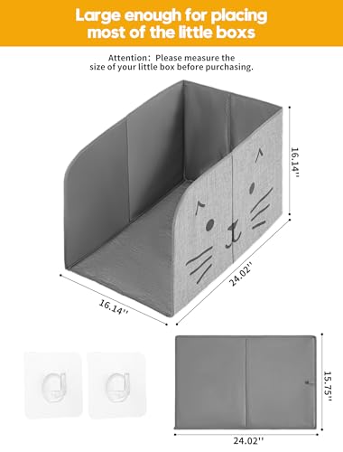 Waterproof Cat Litter Box Enclosure Splash Guard with Removable Mat, Cat Box Enclosure with 2 Hooks for Scoop, Anti-Leakage, Dust Control, Easy to Clean-24.02 x 16.14 x 16.14 inches - color: Grey