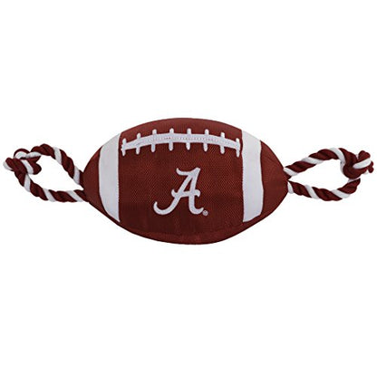 NCAA Alabama Crimson Tide Football Dog Toy, Tough Quality Nylon Materials, Strong Pull Ropes, Inner Squeaker, Collegiate Team Color - color: Alabama Crimson Tide