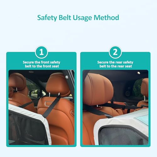 Ownpets Portable Dog Crate for Car, Collapsible Dog Travel Crate for Medium Dogs Up to 66lbs, with Seatbelt and Headrest Strap, Soft Pet Carrier for Car Back Seat, Indoor and Outdoor