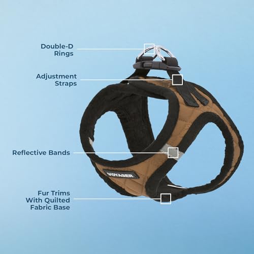 Best Pet Supplies - All Weather Plush, Reflective, No Pull Harness for Small, Medium Dogs, Cats - Secure with Hook & Loop Fastener, Buckle, Double D-Rings - Beige Plush, XL - color: Beige Plush, size: XL