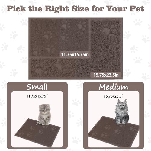 Darkyazi Cat Litter Box Mat for Floor Litter Trapping Mat Non-Slip Backing, Scatter Control, Easy Clean, Water Resistant, Soft on Paws (15.75" x 11.75",Coffee) - color: Coffee
