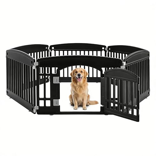 Simple Deluxe 24" 6-Panel Dog Playpen, Durable Pet Playpen with Secure Locking Door for Puppies & Small/Medium Dogs, Portable & Foldable Pet Fence, Black - color: Black, size: 6-Panel 24" H