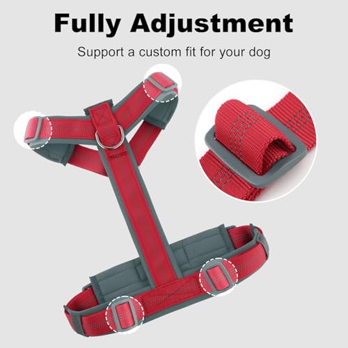 Plutus Pet No Pull Dog Harness, Adjustable Nylon Harness with Soft Padding, Reflective and Heavy Duty Dog Harness for Small, Medium, Large Dogs(Red, S) - color: Red, size: S