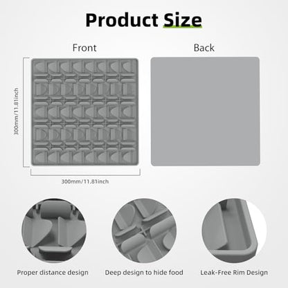 Snuffle Mat for Dogs, Silicone Snuffle Mat Dog Feeding Mat Slow Feeder, Encourages Natural Foraging Dog Sniff Mat, Stress Relief, Smell Training, Digging Toys for All Breed Dogs (Grey) - color: Grey