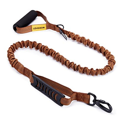 6FT Highly Reflective Heavy Duty Elastic Bungee Medium and Large Dog Leash Shock Absorbing with Comfortable Padded Handle and Traffic Handle Suitable for Training - color: Chocolate Brown