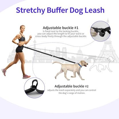 Hands Free Dog Leash by Kazazoo, Adjustable 5.8-8.5FT Waist & Crossbody Leash with Quick Off Buckle, Reflective Stitches for Walking, Jogging,Medium to Large Dogs & Puppies M Size Black - color: Black, size: M