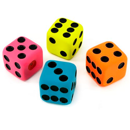 CHIWAVA 4 Pack 1.7" Squeaky Latex Dog Toys Dice Puppy Fetch Interactive Play for Small Dogs