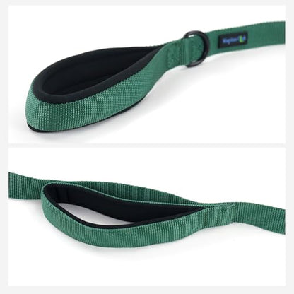 Wagtime Club Double Handle Dog Leash, 6ft Long Heavy Duty Dog Leash with Paded Traffic Handles for Extral Control and Training, Dual Handles Leads, Large Medium Small Dogs (Hunter Green) - color: Hunter Green