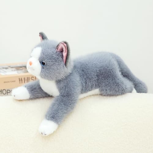 PEACH CAT Cat Stuffed Animal 15" Realistic Kitten Plushies Soft Plush Toys Gifts for Kids Grey - style: 15“ Grey Cat