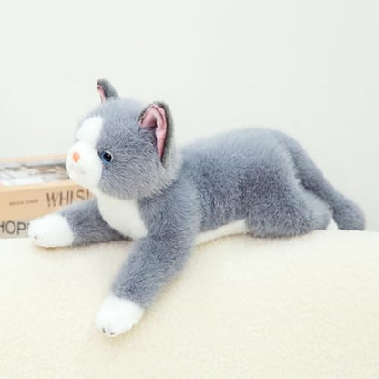 PEACH CAT Cat Stuffed Animal 15" Realistic Kitten Plushies Soft Plush Toys Gifts for Kids Grey - style: 15“ Grey Cat