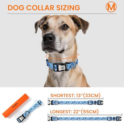 Reflective Dog Collar, Personalized Dog Collars with QR Code Buckle, Soft Nylon Pet Collar Adjustable for Medium Dogs, Camo Blue M - color: Camo Blue, size: Medium