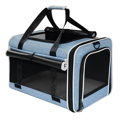 Top Loading Medium Cat Carrier with Privacy Curtain, Soft-Sided Small Pet Travel Crate Vet Approved, Little Puppy Dog Kennel Bag Suitcase Luggage Sleeve, 18x11x11 Inch Blue - color: Blue